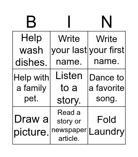 Language Fun! Bingo Card