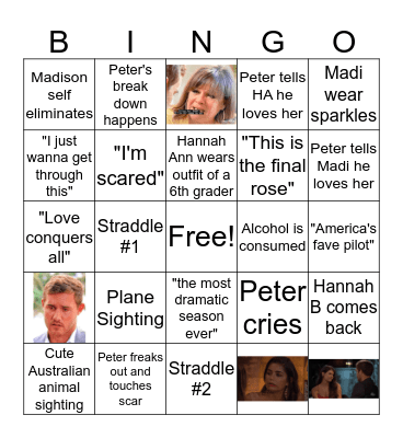 Bachelor Bingo Card