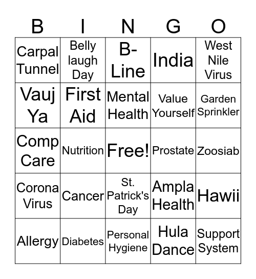 Zoosiab Bingo Card