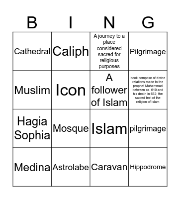 Byzantine Bingo Card