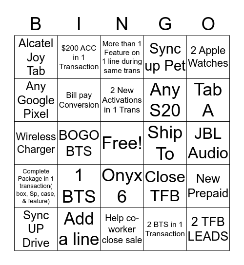 T-MO BINGO 3/9-3/15 Bingo Card
