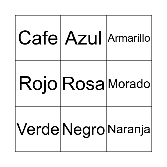 Spanish Bingo Card