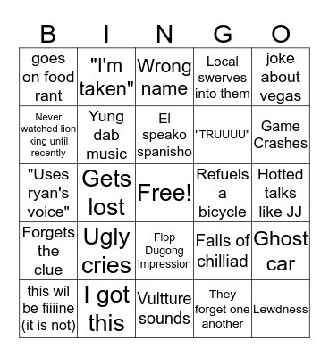 Curvy's 1million race bingo Card