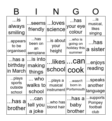 Find someone... Bingo Card