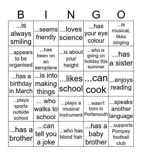 Find someone... Bingo Card
