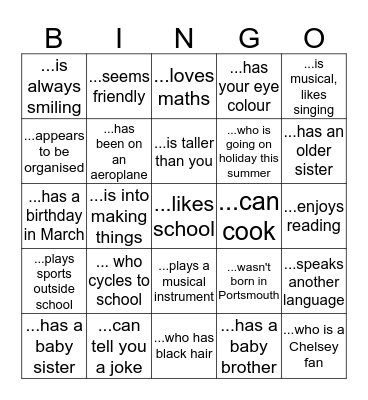 Find someone... Bingo Card