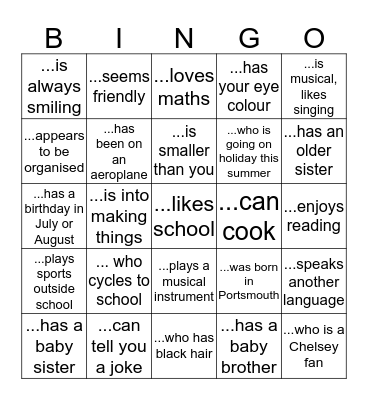 Find someone... Bingo Card