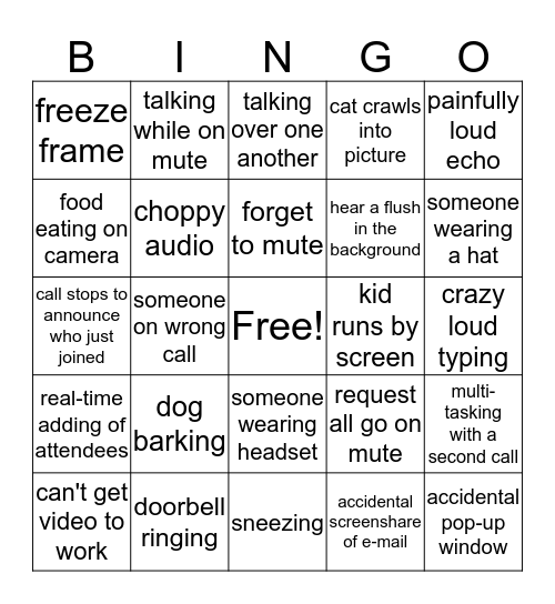 Zoom Bingo Card