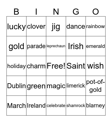 St. Patrick's Day Bingo Card