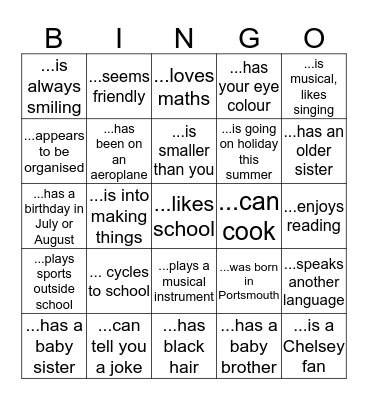 Find someone who... Bingo Card