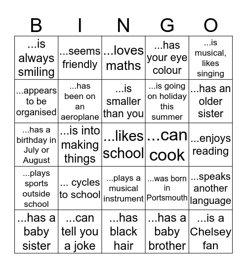 Find someone who... Bingo Card