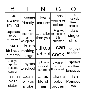 Find someone who... Bingo Card