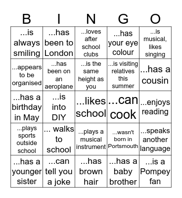 Find someone who... Bingo Card
