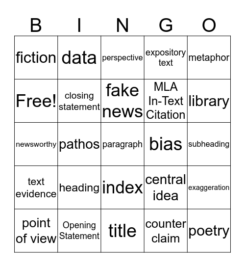 Debate Bingo Card