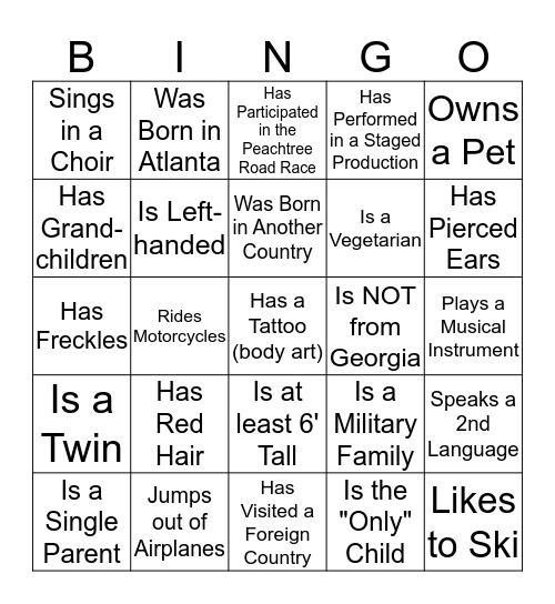 DeKalb County Mentors, Mentees & Friends Bingo Card