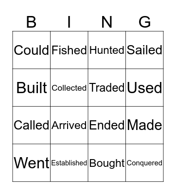Past Tense Verbs Bingo Card