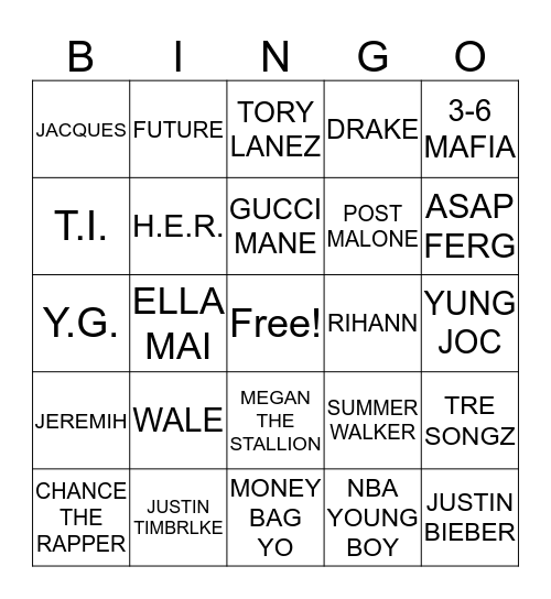 TRAP BINGO Card