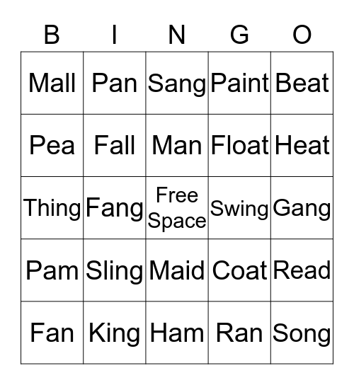 Welded Sounds and Vowel Teams Bingo Card