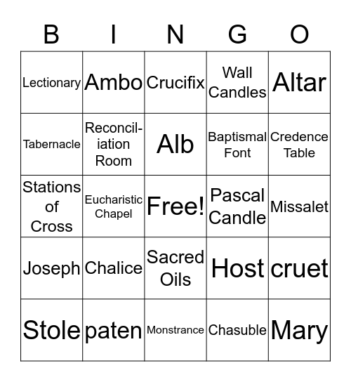 First Communion Bingo Card