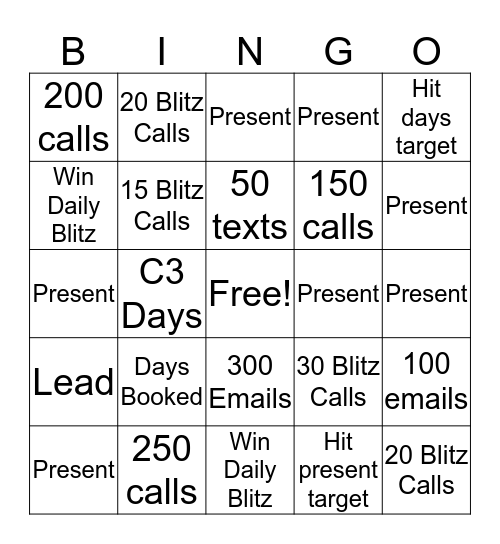 Blitz Bingo (PR) Bingo Card