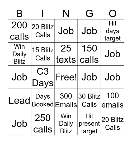 Blitz Bingo (CR) Bingo Card