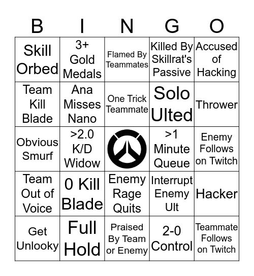 Overwatch Bingo Card