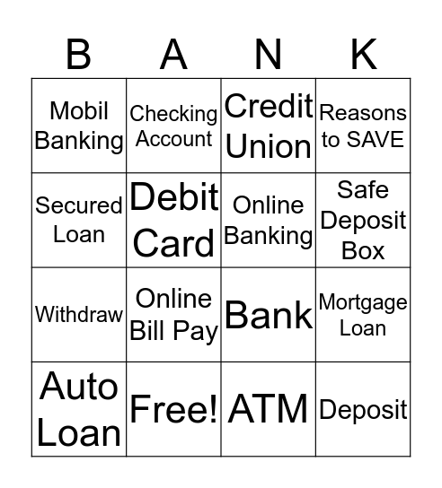 BANKING BINGO Card