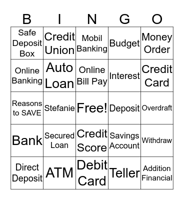 BANKING BINGO Card