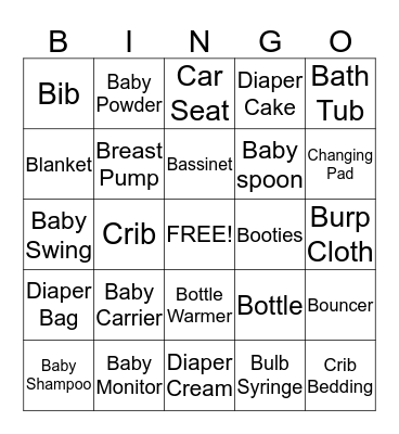 Baby Gift Bingo Card