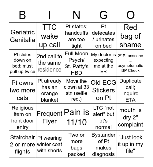 EMS BINGO Card