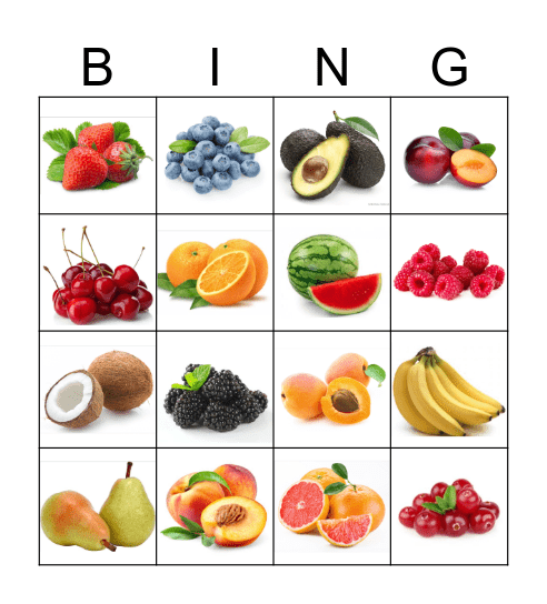 les fruits Bingo Card