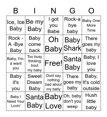 Baby BINGO Card