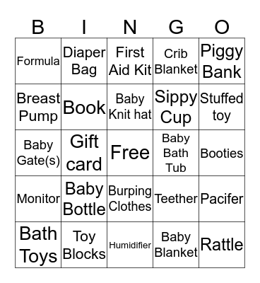 Rachel & Mike Baby Shower 7.26.14 Bingo Card