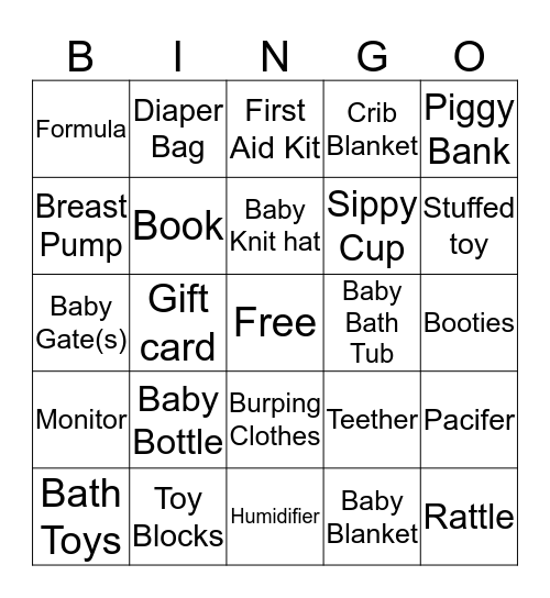 Rachel & Mike Baby Shower 7.26.14 Bingo Card