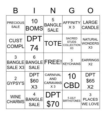 WEEK 1 JULY BINGO!! Bingo Card