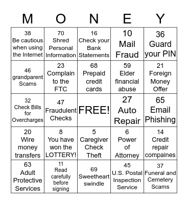 Avoiding SCAMS and Maximizing Your Budget Bingo Card