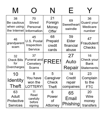 Avoiding SCAMS and Maximizing Your Budget Bingo Card