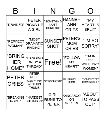 FINALE BINGO Card