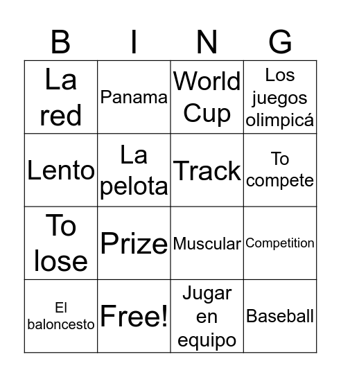 Marcellas Spanish Sports Bingo Card