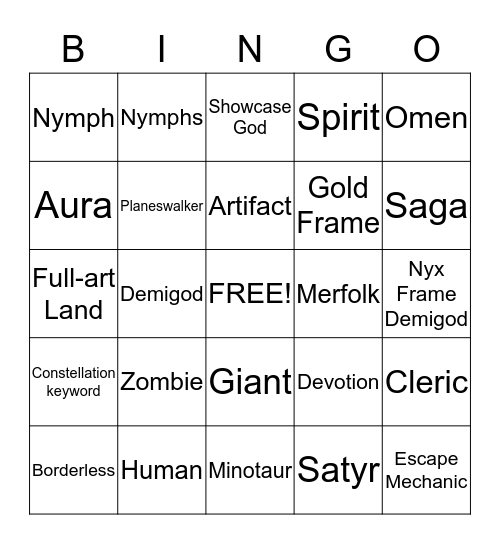 Demographica Bingo Card