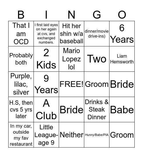 Andrea & Arturo                 Krista & Allan Bingo Card