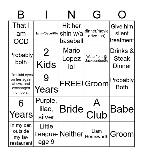 Andrea & Arturo                 Krista & Allen Bingo Card