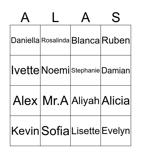 5th Grade Bingo Card