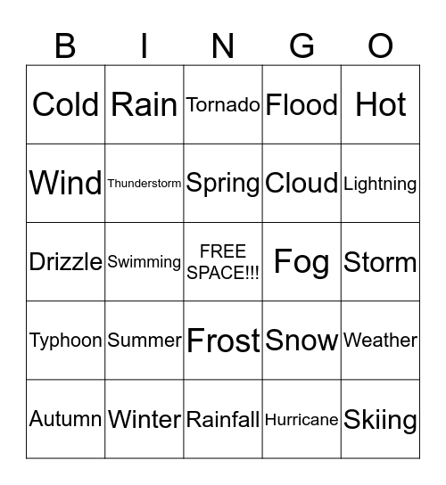 Four season Bingo!!!! Bingo Card