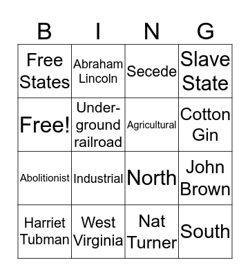 Civil War 7a  Bingo Card