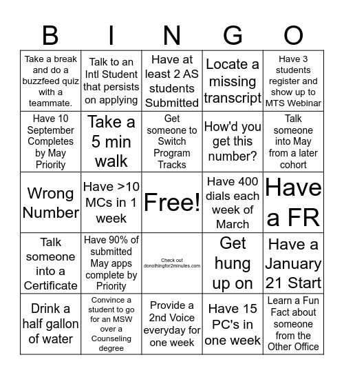 May Bingo Challenge Bingo Card