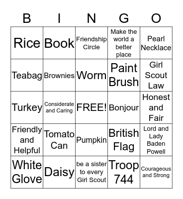 Juliette Gordon Low Bingo Card