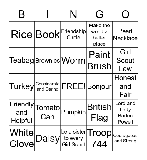 Juliette Gordon Low Bingo Card