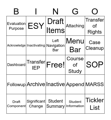 Student Plans Bingo Card