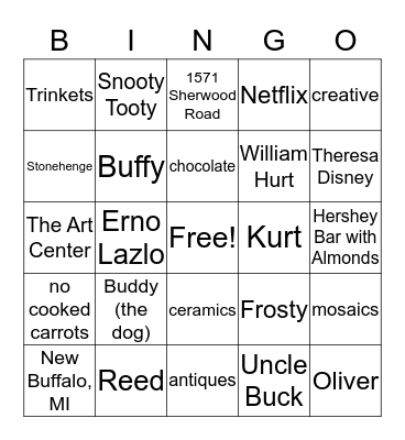 N  A  N  G  O!  Bingo Card